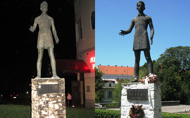 Felgyújtották Petőfi Sándor szobrát Beregszászon