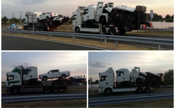 Transformers-ekhez hasonló teherautók közlekedtek az M5-ös autópályán