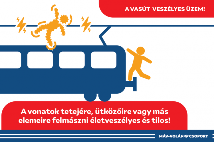 A MÁV ismét arra figyelmeztet, hogy életveszélyes és tilos felmászni a vonatok tetejére