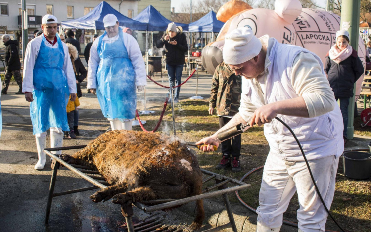 Sorban álltak a disznótoros ételekért Félegyházán